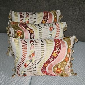 Colorful Embroidered Throw Pillows by Pier One.  3 for $15.00.Excellent Conditon